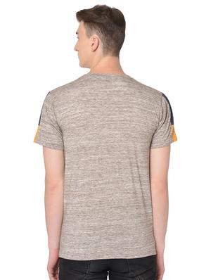 beige self design t-shirt - 16704769 - Standard Image - 3