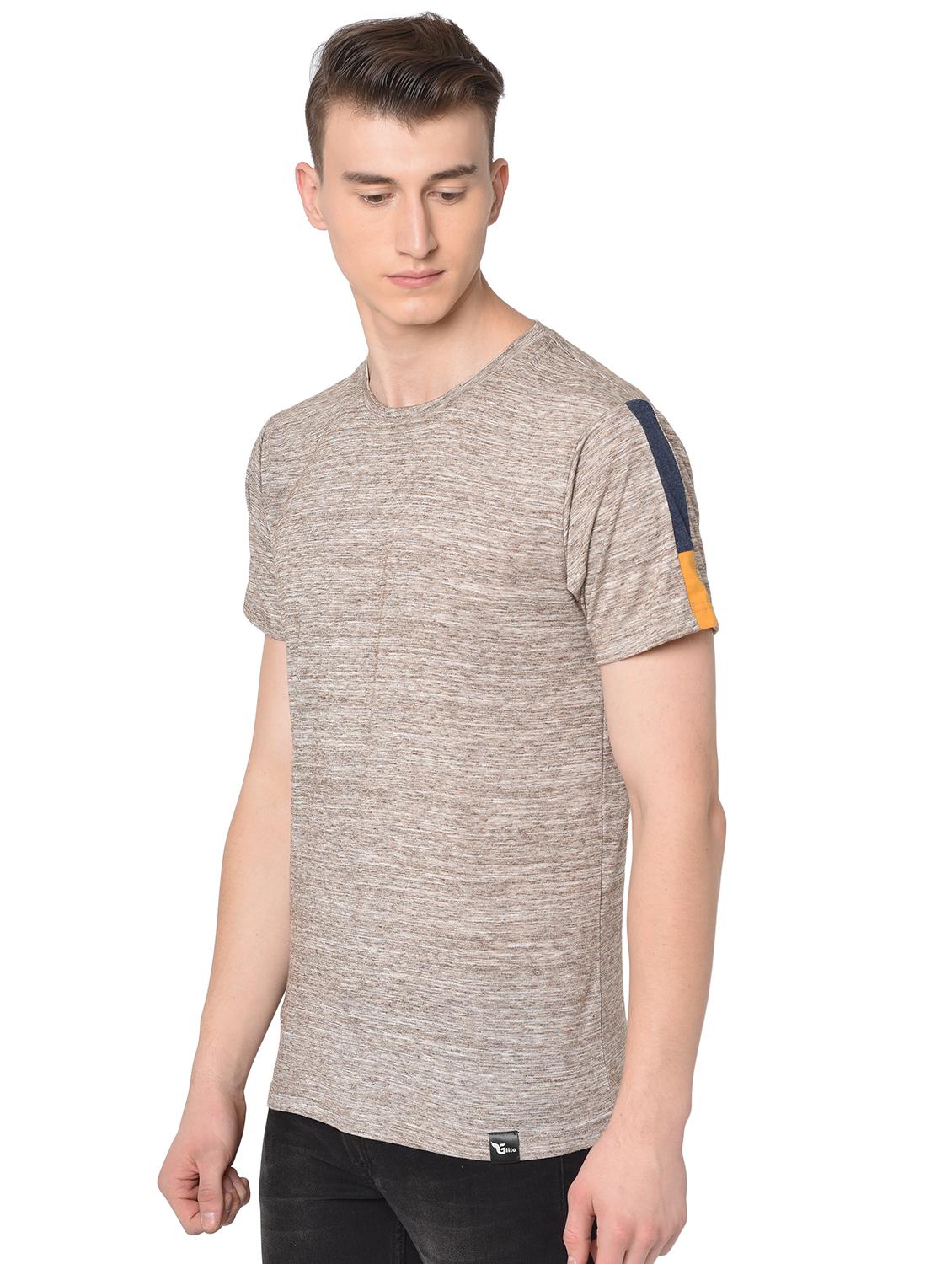 beige self design t-shirt - 16704769 - Zoom Image - 2