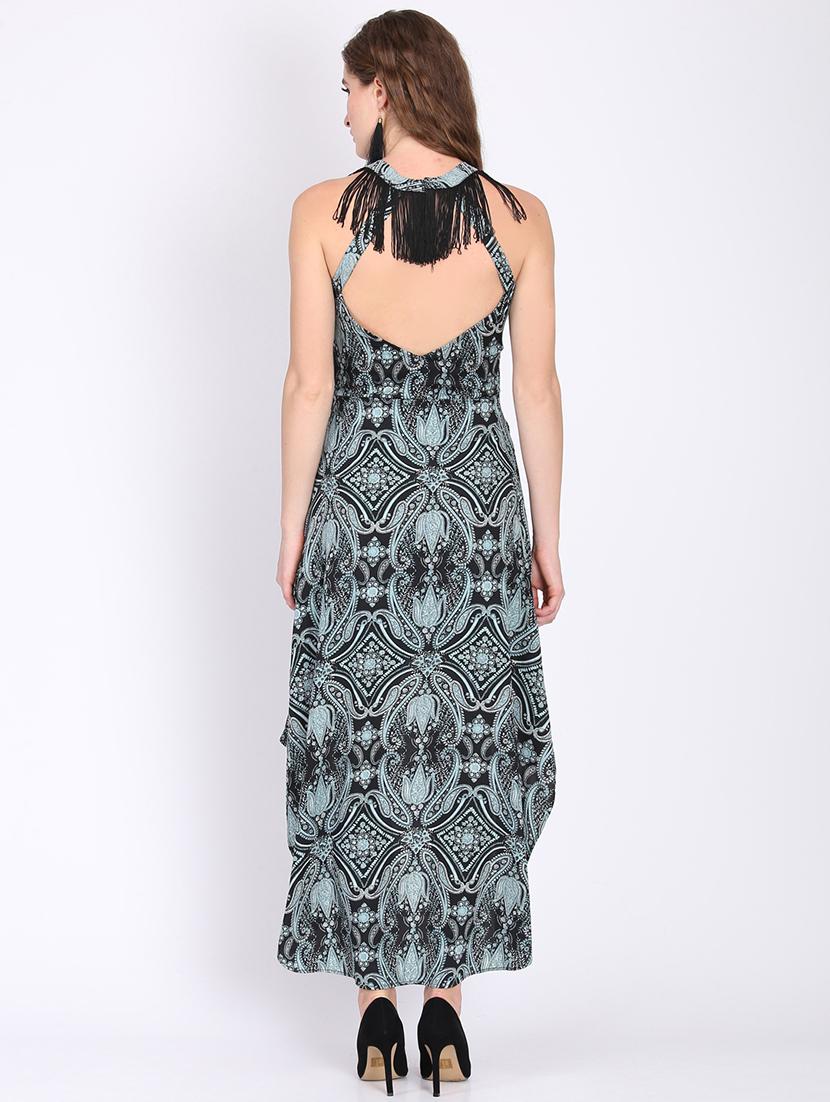 fringed lace cut out detail high low dress - 16704770 - Zoom Image - 3
