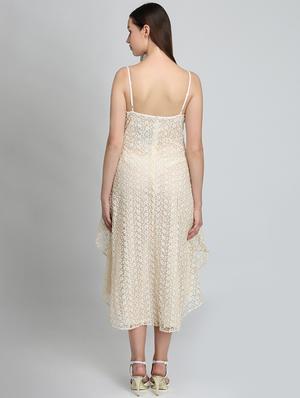 cami neck laced high low dress - 16704774 - Standard Image - 3