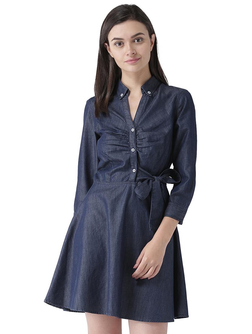 tie front ruched detail shirt dress - 16704790 - Zoom Image - 1