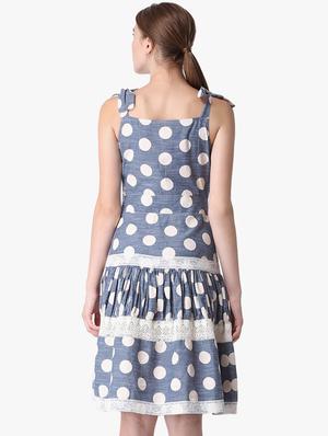 lace detail polka dot a-line dress - 16704822 - Standard Image - 3