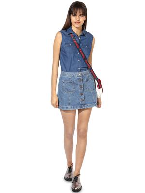 cut out back denim shirt - 16704838 - Standard Image - 4