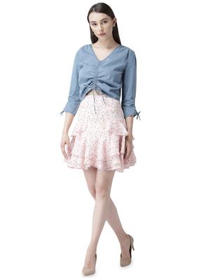 ruched detail denim top - 16704850 - Standard Image - 4