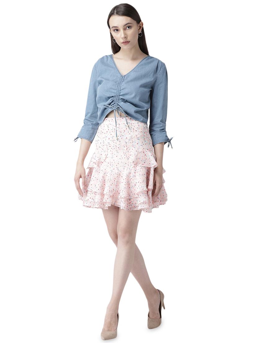 ruched detail denim top - 16704850 - Zoom Image - 4