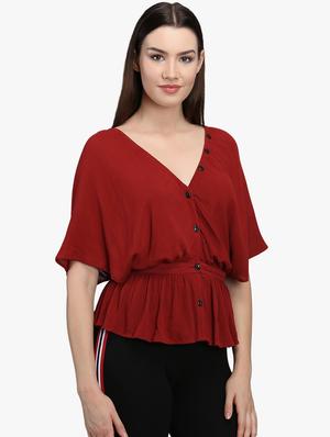 drop shoulder gathered hem shirt - 16704866 - Standard Image - 2