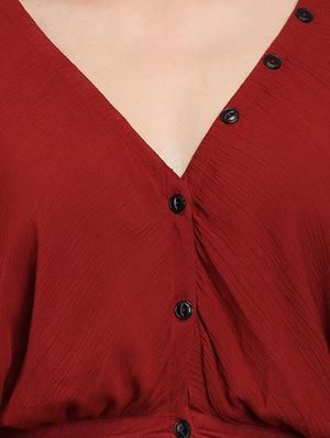 drop shoulder gathered hem shirt - 16704866 - Standard Image - 5