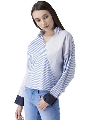 shirt collar striped top - 16704874 - Standard Image - 2