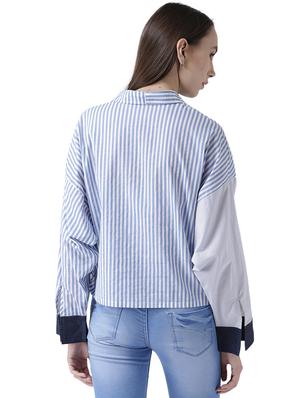 shirt collar striped top - 16704874 - Standard Image - 3