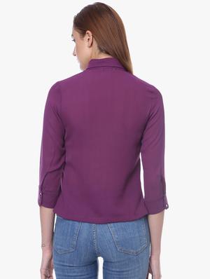 tie up neck solid shirt - 16704886 - Standard Image - 3