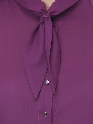 tie up neck solid shirt - 16704886 - Standard Image - 5