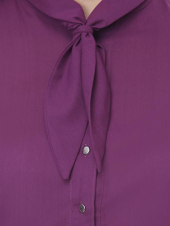 tie up neck solid shirt - 16704886 - Zoom Image - 5