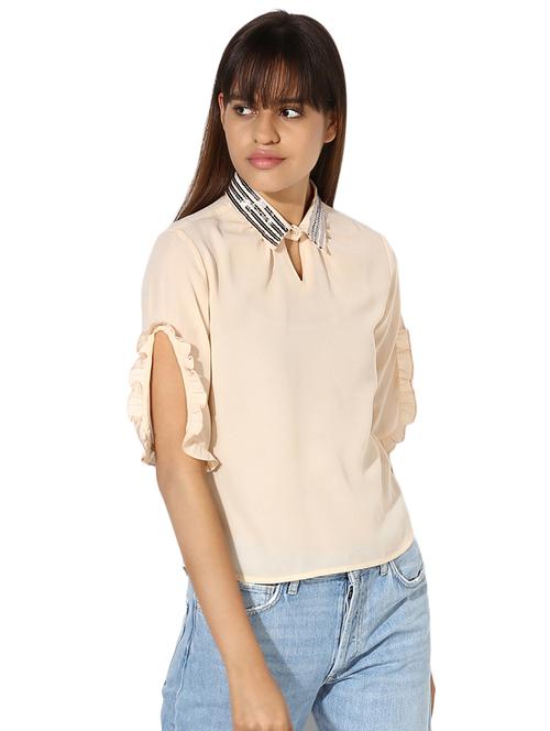 embellished shirt collar top - 16704890 - Standard Image - 1