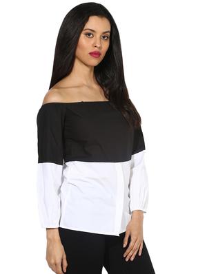 off shoulder color block top - 16704902 - Standard Image - 2