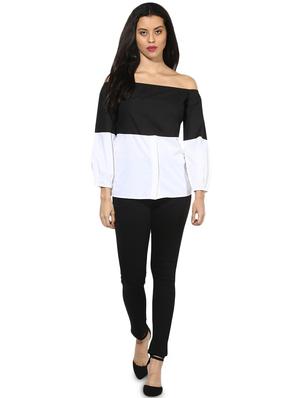 off shoulder color block top - 16704902 - Standard Image - 4