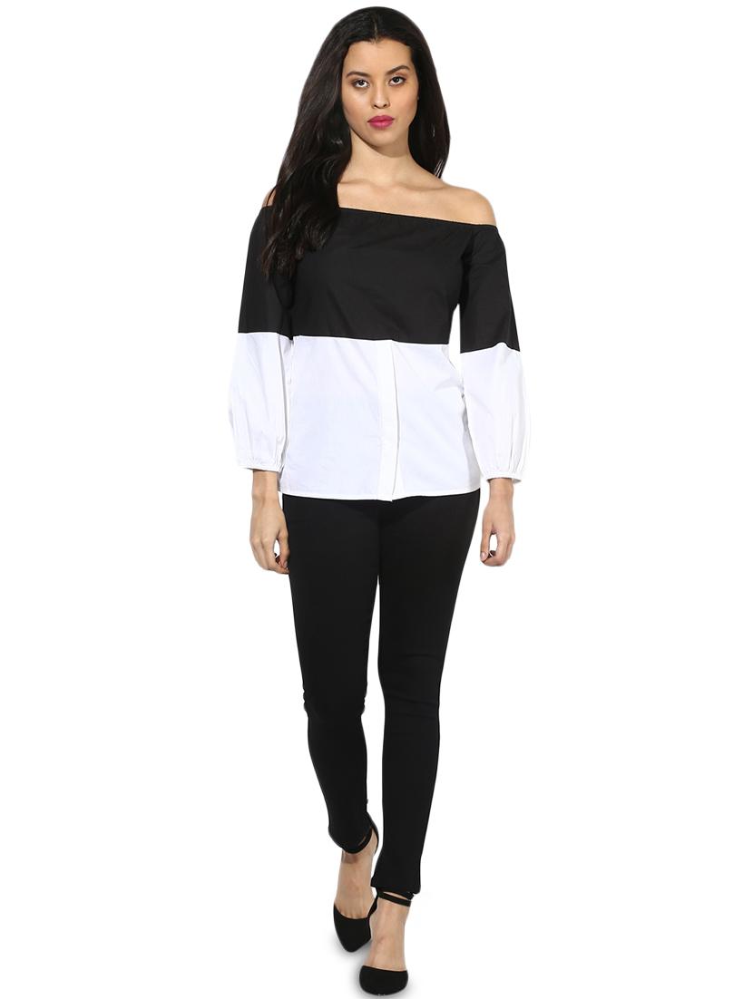 off shoulder color block top - 16704902 - Zoom Image - 4