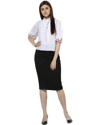 embroidered detail frill trim top - 16704906 - Standard Image - 4