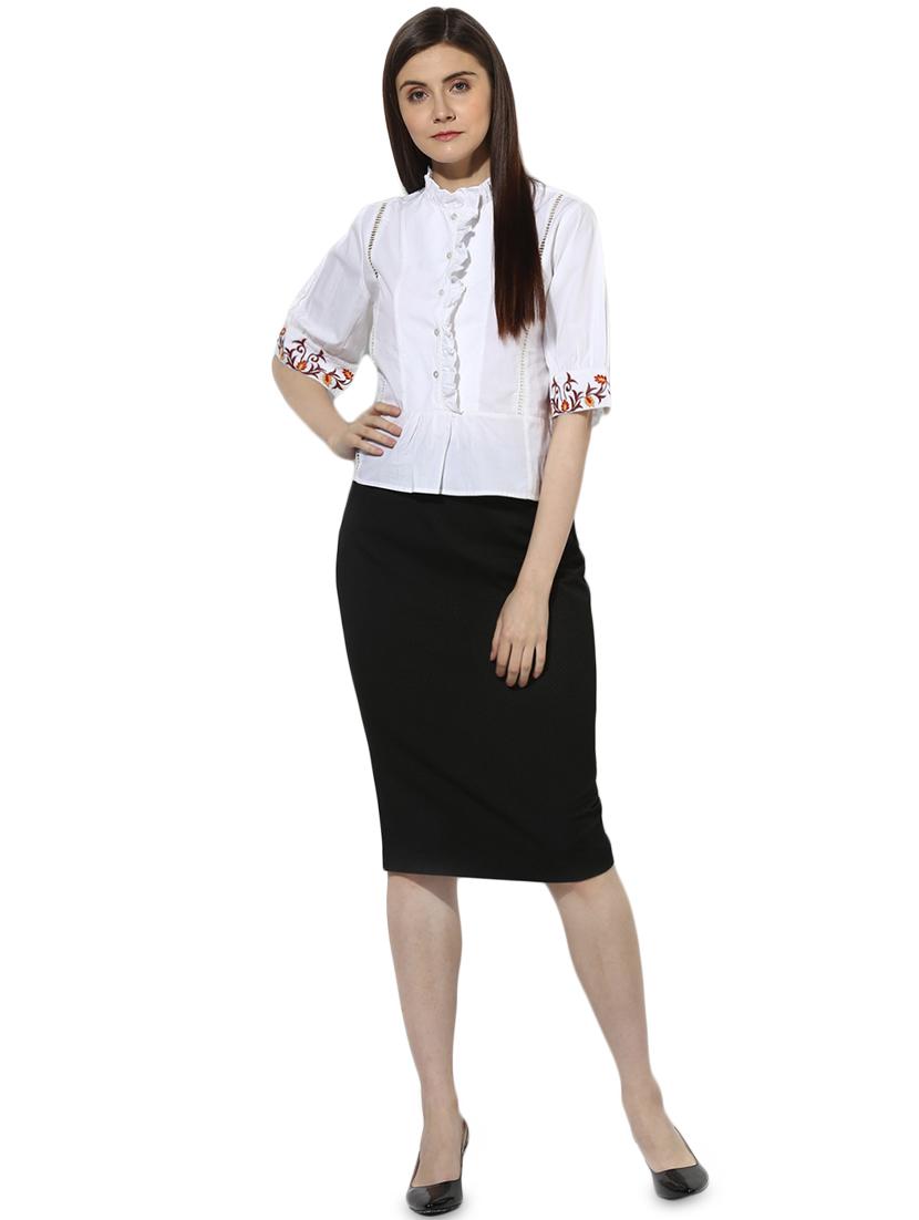 embroidered detail frill trim top - 16704906 - Zoom Image - 4
