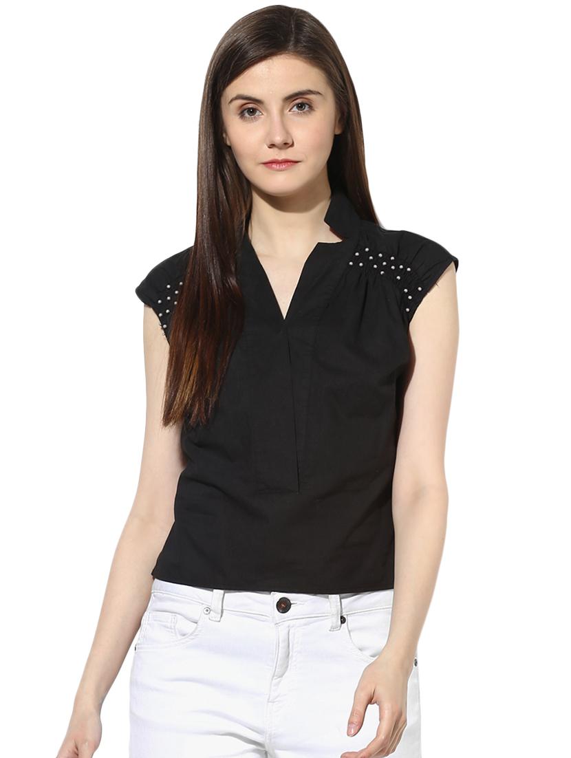 embellished detail v-neck top - 16704922 - Zoom Image - 1