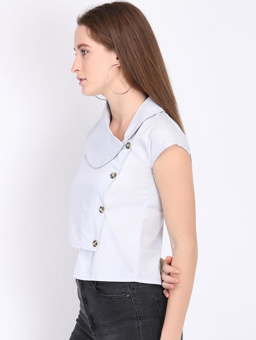 asymmetric neck crop top - 16704930 - Zoom Image - 2