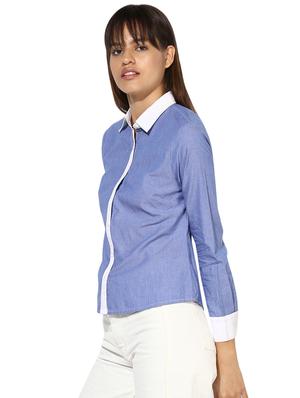 contrast detail concealed placket shirt - 16704934 - Standard Image - 2