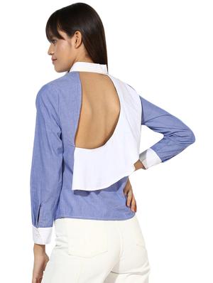 contrast detail concealed placket shirt - 16704934 - Standard Image - 3
