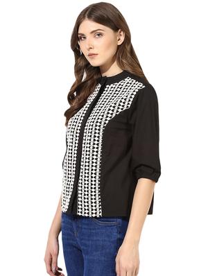 mandarin neck concealed placket shirt - 16704958 - Standard Image - 2