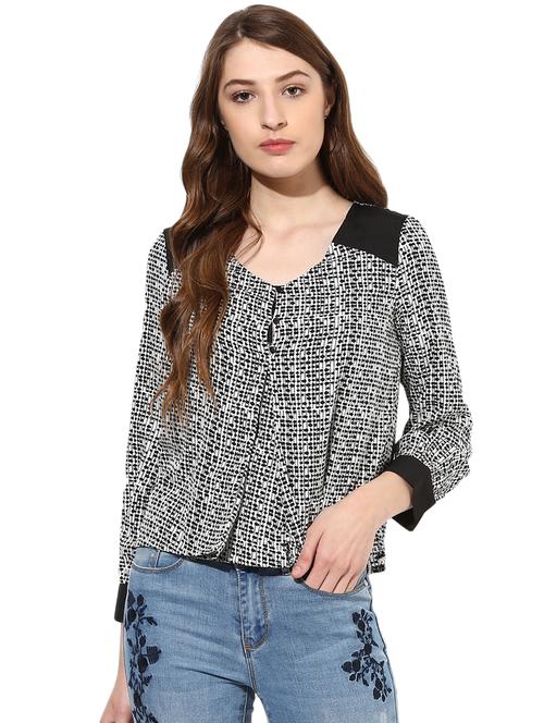 v-neck printed top - 16704974 - Standard Image - 1