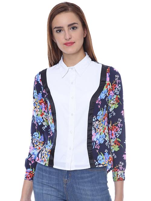 floral panel long sleeved shirt - 16704990 - Standard Image - 1