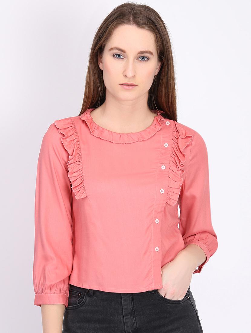 round neck frill detail top - 16704994 - Zoom Image - 1