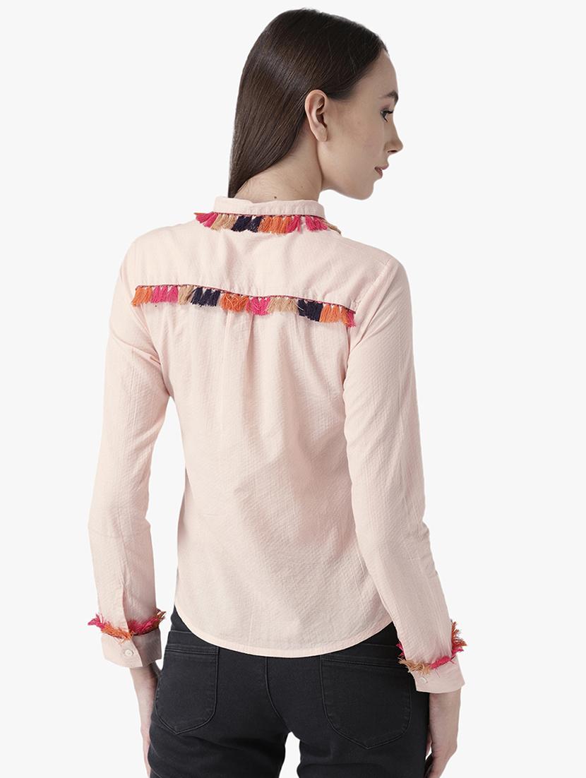 tassel embellished solid shirt - 16705006 - Zoom Image - 3