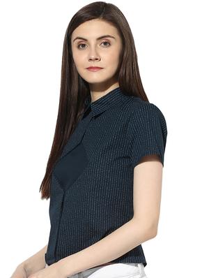 buttoned back striped top - 16705014 - Standard Image - 2