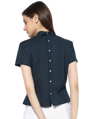buttoned back striped top - 16705014 - Standard Image - 3