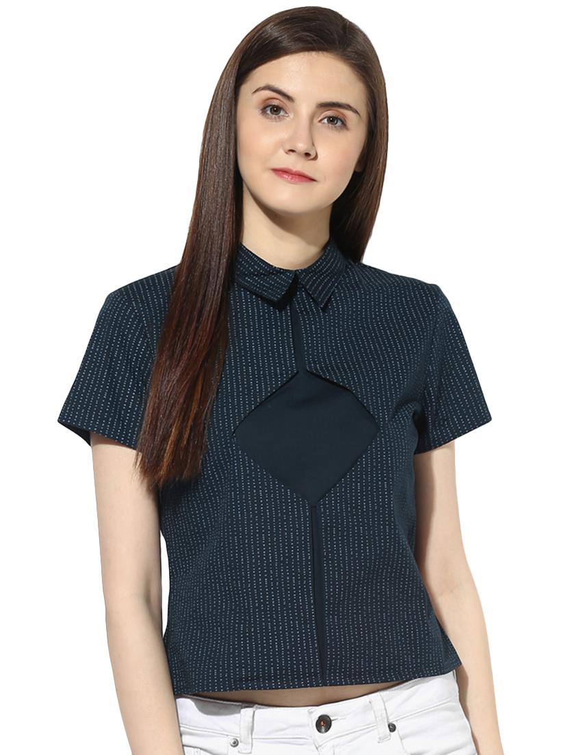 buttoned back striped top - 16705014 - Zoom Image - 1