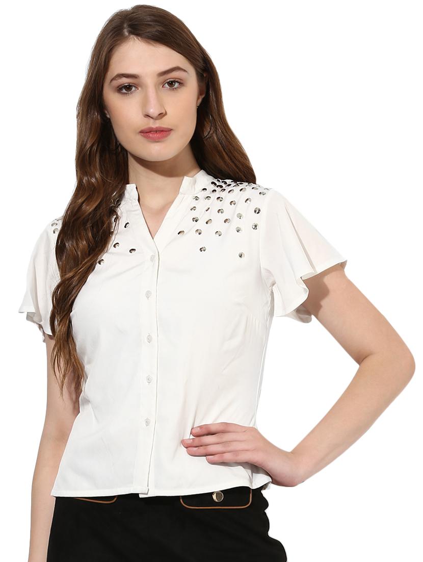 mandarin neck embellished detail shirt - 16705018 - Zoom Image - 1