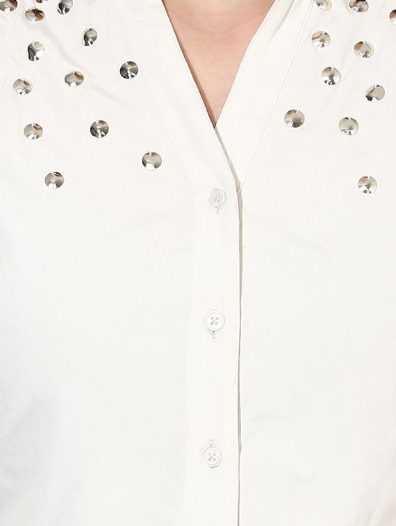 mandarin neck embellished detail shirt - 16705018 - Zoom Image - 5