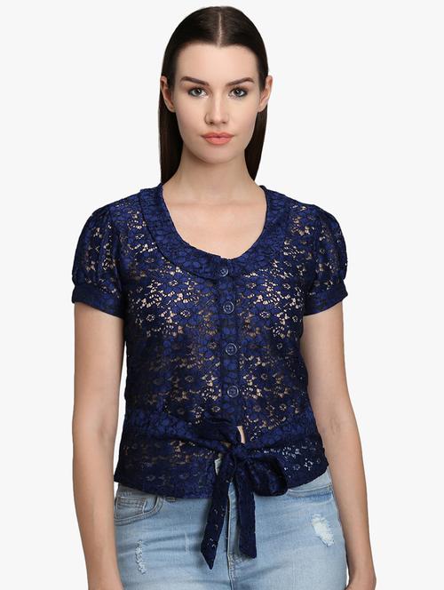 tie front laced top - 16705058 - Standard Image - 1