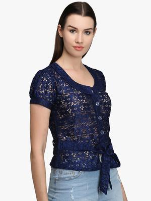 tie front laced top - 16705058 - Standard Image - 2