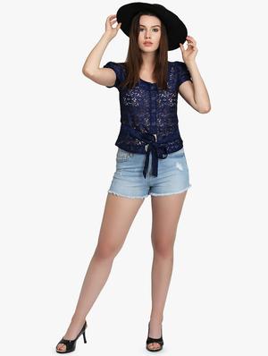 tie front laced top - 16705058 - Standard Image - 4