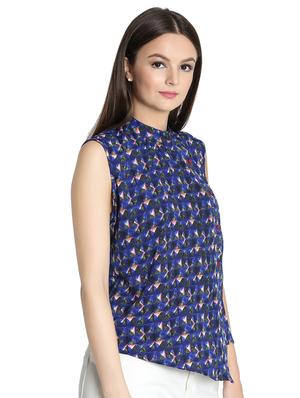 mandarin neck abstract asymmetric shirt - 16705070 - Standard Image - 2