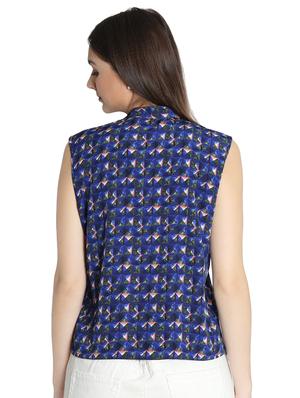 mandarin neck abstract asymmetric shirt - 16705070 - Standard Image - 3