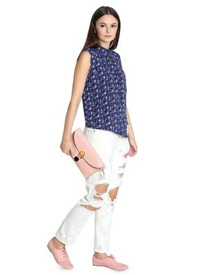 mandarin neck abstract asymmetric shirt - 16705070 - Standard Image - 4
