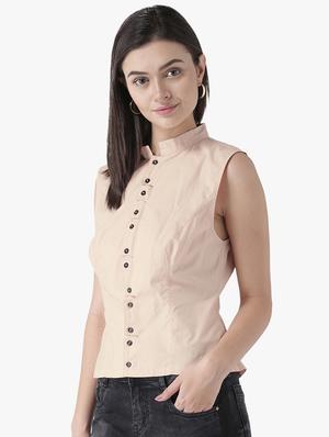 mandarin neck solid shirt - 16705078 - Standard Image - 2
