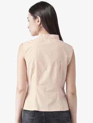 mandarin neck solid shirt - 16705078 - Standard Image - 3