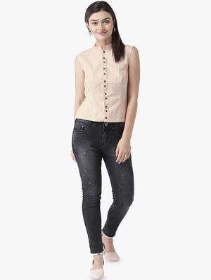 mandarin neck solid shirt - 16705078 - Standard Image - 4