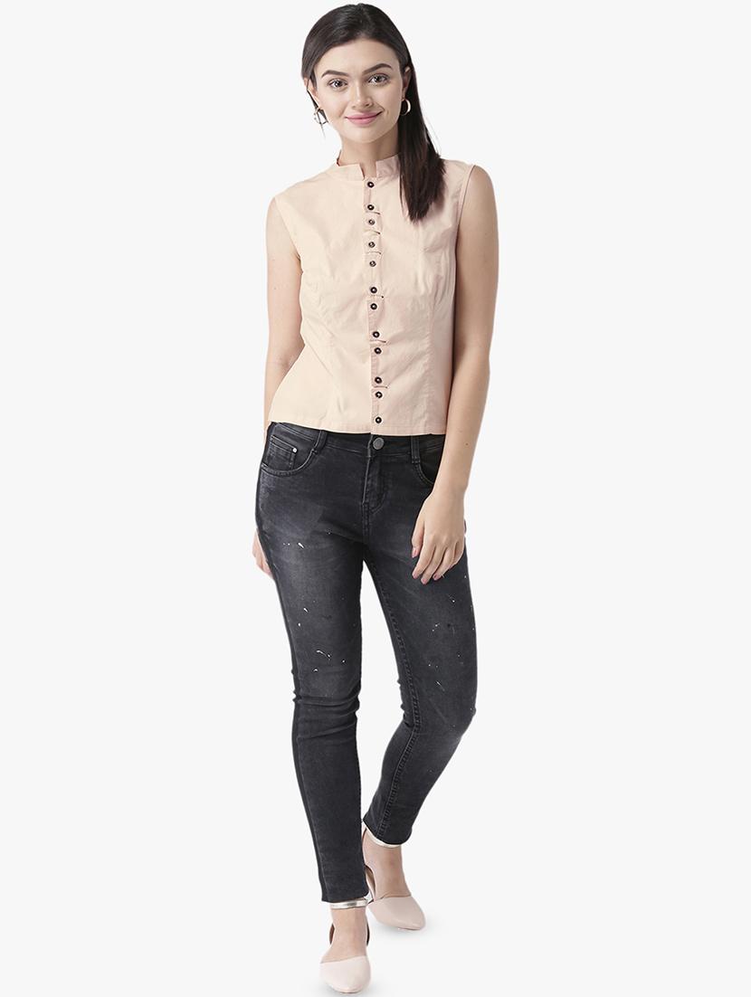 mandarin neck solid shirt - 16705078 - Zoom Image - 4