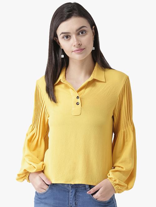 bishop sleeved shirt collar top - 16705098 - Standard Image - 1