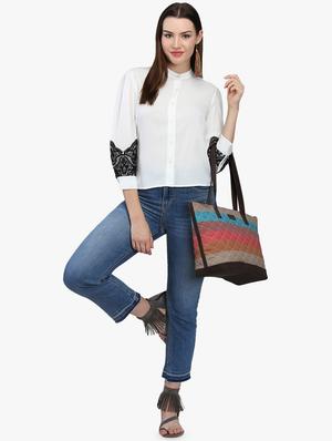 bishop sleeved lace detail shirt - 16705114 - Standard Image - 4