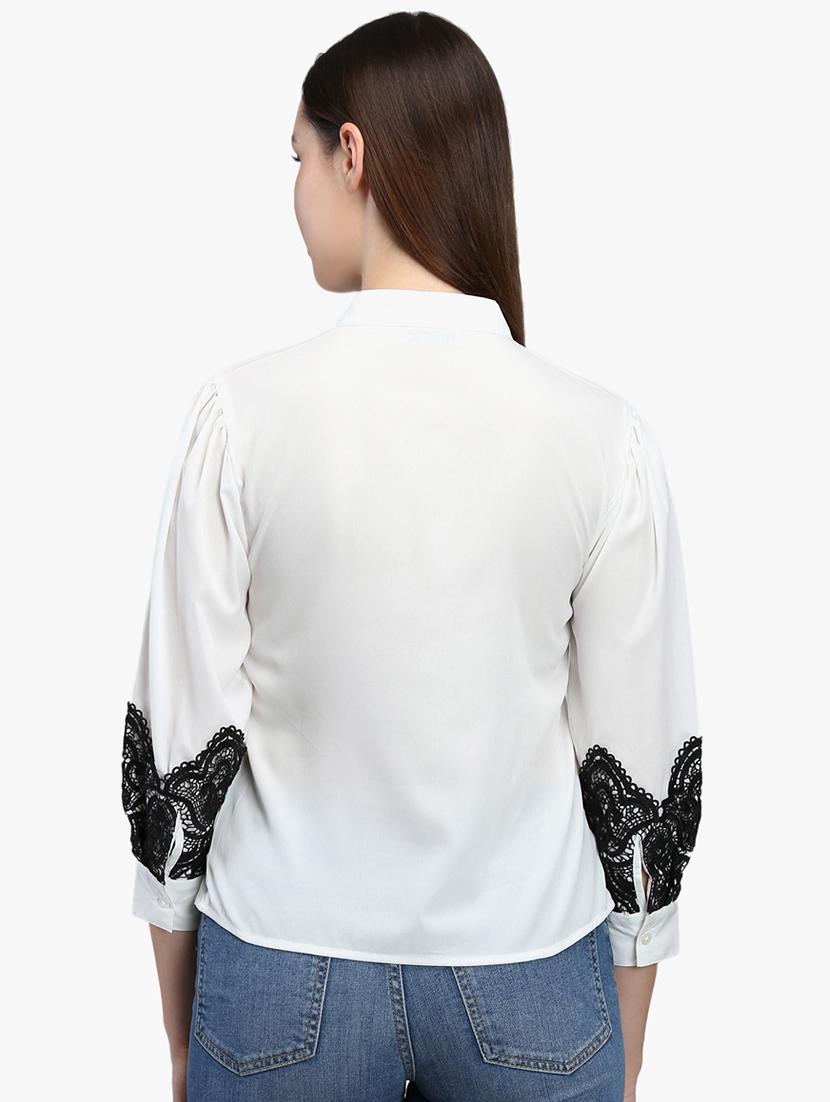 bishop sleeved lace detail shirt - 16705114 - Zoom Image - 3