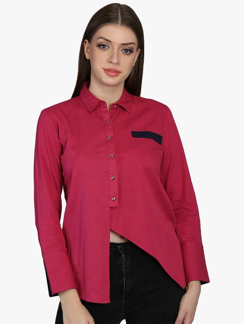 contrast detail asymmetric shirt - 16705134 - Standard Image - 1